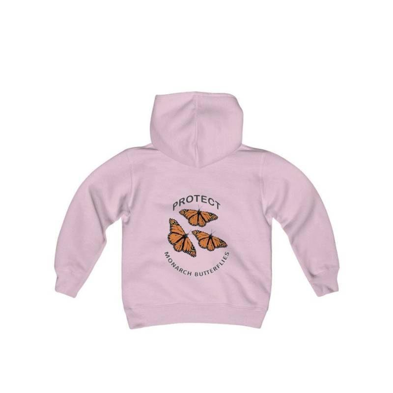 Kinder Kapuzenpullover, Schutz Monarch Schmetterlinge Handgezeichnet Kunst, Schwere Mischung Baumwolle-Polyester Fleece von FlyingFoxandCompany