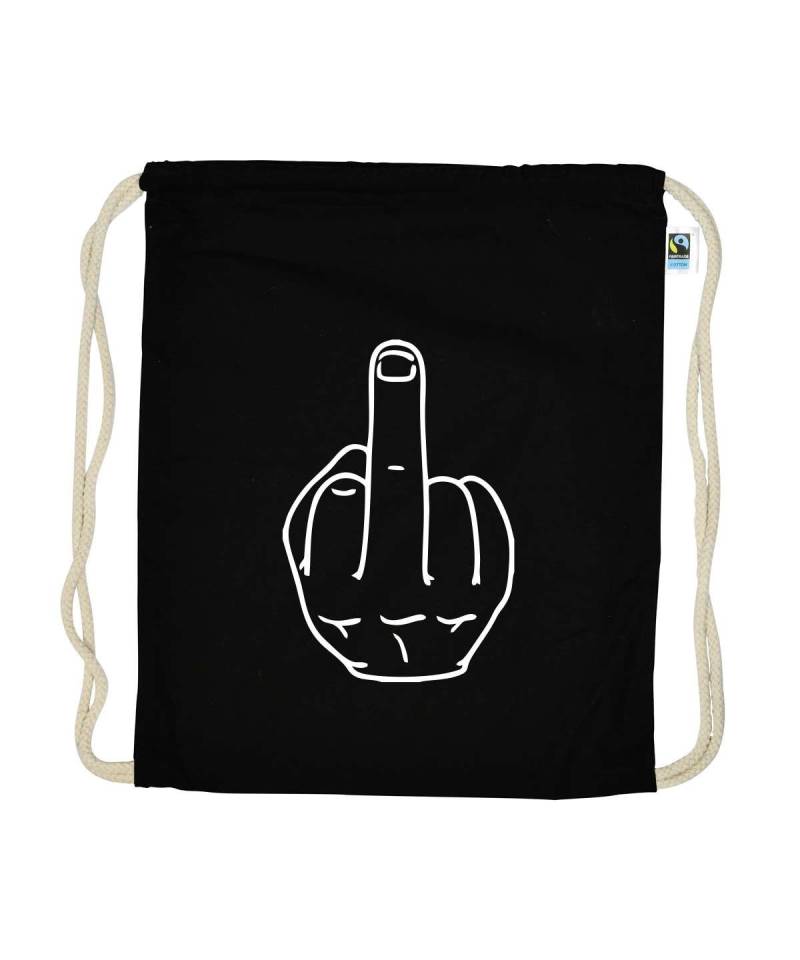 Turnbeutel Fairtrade Baumwolle " Mittelfinger" von FlyingprintDE
