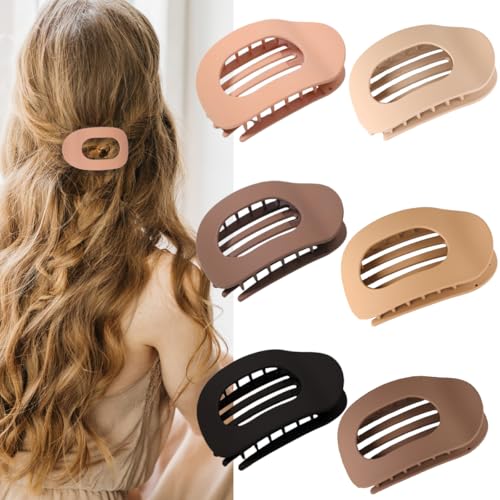 Flache Haarspangen für Damen, gebogenes Design, flache Klauenklammern zum Liegen, Fahren, runde Haarspange, Haarschmuck für Damen und Mädchen, neutral, 6 Stück Flache Haarspangen für Damen, gebogenes Design, flache Klauenklammern zum Liegen, Fahren, runde Haarspange, Haarschmuck für Damen und Mädchen, neutral, 6 Stück von Flymind