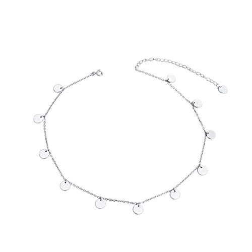 925 Sterling Silber Halskette Flyow Damen Anhänger Choker Kette Schmuck (Rund) von Flyow