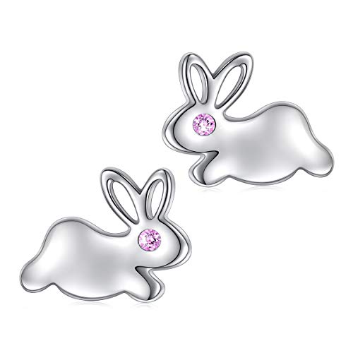 925 Sterling Silber Hypoallergen Süßes Tier Kaninchen Ohrstecker Hase für Damen Frauen Ohrringe Bestes Geburtstagsgeschenk von Flyow