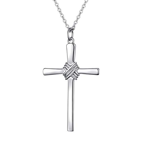 925 Sterling Silber Klassische Simpel Kreuz Kette Anhänger Schmuck Halskette für Herren Jungs Damen, 24 Zoll starke lange Kette 925 Sterling Silber Klassische Simpel Kreuz Kette Anhänger Schmuck Halskette für Herren Jungs Damen, 24 Zoll starke lange Kette von Flyow