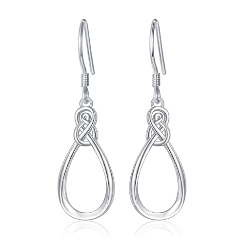925 Sterling Silber Unendlichkeit Knoten Twist Französisch Tear Drop Dangle Ohrringe Geschenk für Frauen Tochter von Flyow
