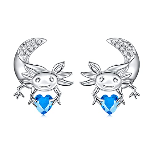 Axolotl Ohrringe für Frauen 925 Sterling Silber Hypoallergene Axolotl Ohrstecker Dezember Birthstone Ohrringe Tier Studs Axolotl Geschenke Nette Ohrringe Schmuck für Frauen von Flyow