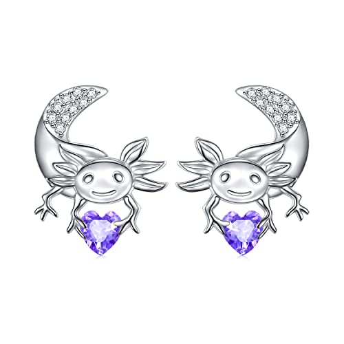 Axolotl Ohrringe für Frauen 925 Sterling Silber Hypoallergene Axolotl Ohrstecker Februar Ohrringe Tier Studs Axolotl Geschenke Nette Ohrringe Schmuck für Frauen von Flyow