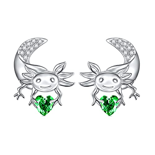 Axolotl Ohrringe für Frauen 925 Sterling Silber Hypoallergene Axolotl Ohrstecker May Birthstone Ohrringe Tier Studs Axolotl Geschenke Nette Ohrringe Schmuck für Frauen von Flyow