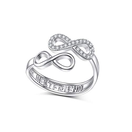 Flyow S925 Sterling Silber Unendlichkeit Liebe bester Freund Ring einstellbar Freundschaft Geburtstag Geschenke für Frauen von Flyow