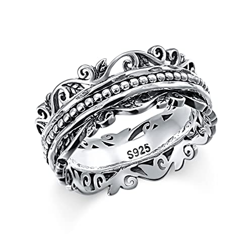 Meditations Spinner Ringe 925 Sterling Silber Rebe Fidget Ringe für Angst ADHS Ring Anti Stress Stimmung Ringe Angst Stressabbau Schmuck Geschenke für Damen (54 (17.3)) von Flyow