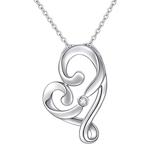 Mutter und Kind Lieben Herz Anhänger Halskette 925 Sterling Silber mit Zarten Zirkonia 18" Geschenke für Mama Oma Damen Frauen (Unendliche Liebe) von Flyow