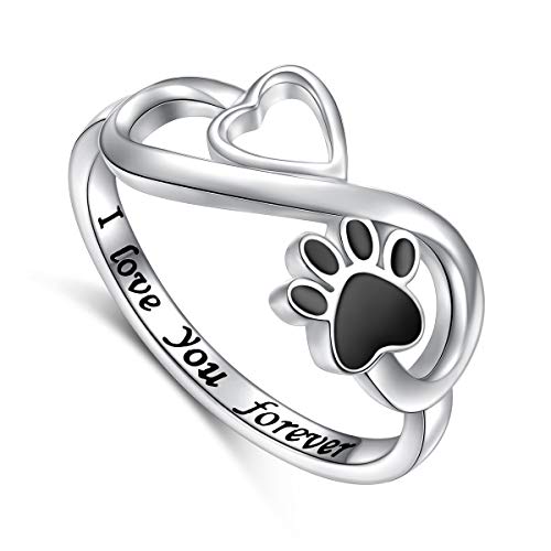 Pfote Ringe Hunde Katzenpfoten Ringe Sterling Silber für Damen und Mädchen Tierliebhaber Ringe Herz Pfote Tierschmuck (51.9(16.5)) von Flyow