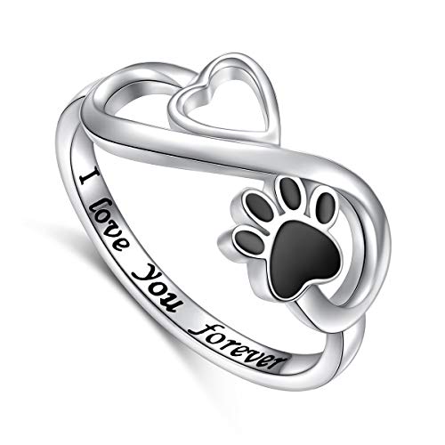 Pfote Ringe Hunde Katzenpfoten Ringe Sterling Silber für Damen und Mädchen Tierliebhaber Ringe Herz Pfote Tierschmuck (54.4(17.3)) von Flyow