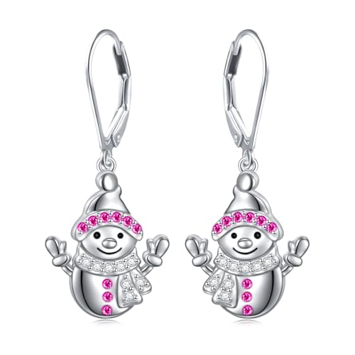 Schneemann Weihnachts Ohrringe für Damen Sterling Silber Niedliche Weihnachts Schneemann Tropfen Ohrringe - Winter Feiertags Weihnachts Ohrringe Niedlicher Weihnachten Schmuck Geschenke von Flyow