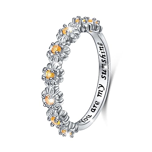 Sie sind mein Sonnenschein Sterling Silber Daisy Ringe für Frauen Mädchen Größe 10 von Flyow