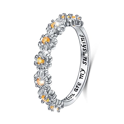 Sie sind mein Sonnenschein Sterling Silber Daisy Ringe für Frauen Mädchen Größe 5 von Flyow