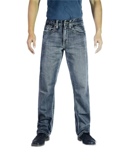 Flypaper Herren Fashion Bootcut Blue Jeans Regular Fit Herren Arbeitshose - Blau - 32W / 32L von Flypaper
