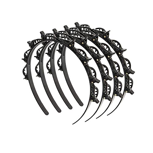 Flysales Twist-Haarband, 4 Stück, für dünnes oder dickes Haar, Krokodilklemmen, koreanischer Stil mit Zahnkamm für Mädchen und Damen, Schwarz Flysales Twist-Haarband, 4 Stück, für dünnes oder dickes Haar, Krokodilklemmen, koreanischer Stil mit Zahnkamm für Mädchen und Damen, Schwarz von Flysales