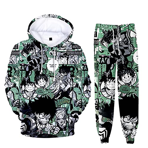 Flyself Anime Hoodie + Hosen Sportanzug Bakugou Katsuki Jungen Mädchen Langarm Langarm Sweatshirt Pullover Top + Lange Hose Jogginganzug Anime Cosplay Kostüm von Flyself