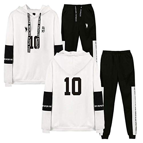 Flyself Damen Haikyuu Sportanzug Traingsanzug Jogginganzug Cosplay Costume Karasuno Kageyama Hinata Shyouyou Tobio Kapuzenpullover Lange Ärmel Sweatshirt + Sporthosen 2 Stück Sets Sportbekleidung von Flyself