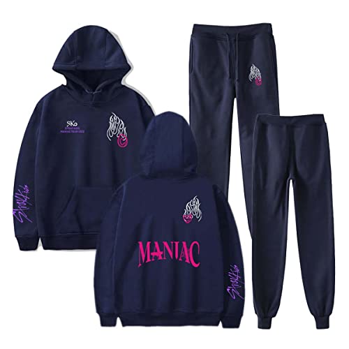 Flyself Damen Kpop Stray Kids MANIAC Sportanzug Traingsanzug Jogginganzug Herren 2 Stück Freizeitanzug Kapuzenpullover Langarm Hoodie & Jogginghose Fitness Sporthose und Trainingsjacke von Flyself