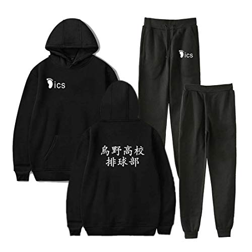 Flyself Herren Damen Haikyuu Sportanzug Traingsanzug Jogginganzug Cosplay Kostüm Kageyama Kapuzenpullover Lange Ärmel Sweatshirt + Sporthosen 2 Stück Sets Sportbekleidung Hoodie Yoga Outfit von Flyself