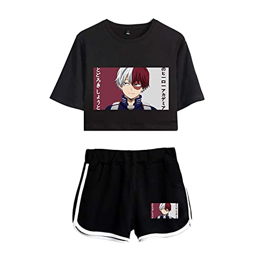 Flyself Jungen Mädchen Crop Top T-Shirt und Kurze Hose 2 Stück Anzug Bakugou Deku Katsuki Cosplay Freizeitanzug Sportanzug Trainingsanzüge Outfits von Flyself