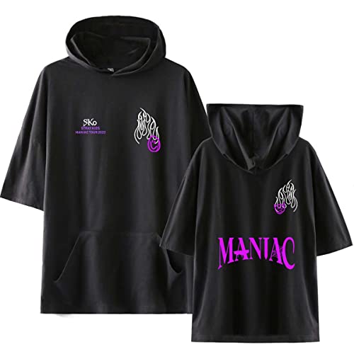 Flyself Kapuzen T-Shirt Kpop MANIAC Unisex Kurzarm Tshirt Freizeit Lose Tops Kurzärmliges Hemd Bluse Sport T-Shirt für Männer Frauen von Flyself