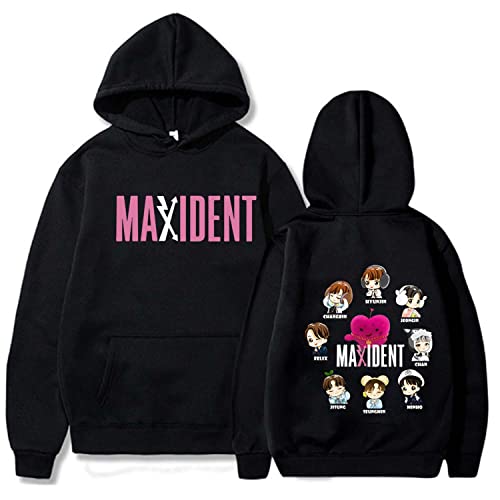 Flyself Kpop Stray Kids Merch Kapuzenpullover Maxident Bedruckte Langarm Pullover Tops Hoodies Sweatshirts mit Kängurutaschen Sportbekleidung für Herren Damen von Flyself