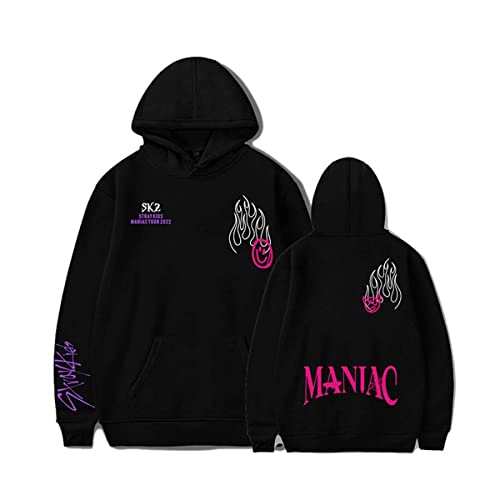 Flyself Kpop Stray Kids Title Song MANIAC Kapuzenpullover Herren Damen Hoodies Lange Ärmel Sweatshirts Pullover Casual Oberteile Oversized Hoodie, L von Flyself