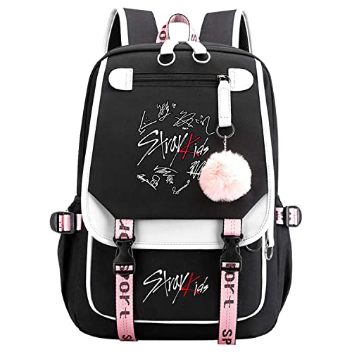 Flyself Schulrucksack Mädchen Teenager Kpop Stray Kids Schultasche Jungen Rucksack Schul Mit 15.6 zoll Laptopfach Wasserdicht Schulranzen Rucksack Daypacks Backpack von Flyself