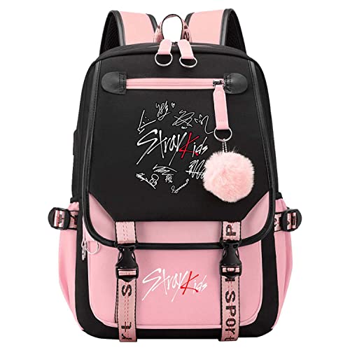 Flyself Schulrucksack Mädchen Teenager Kpop Stray Kids Schultasche Jungen Rucksack Schul Mit 15.6 zoll Laptopfach Wasserdicht Schulranzen Rucksack Daypacks Backpack von Flyself