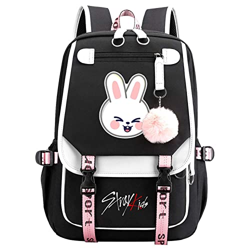 Flyself Schulrucksack Mädchen Teenager Kpop Stray Kids Schultasche Jungen Rucksack Schul Mit 15.6 zoll Laptopfach Wasserdicht Schulranzen Rucksack Daypacks Backpack von Flyself