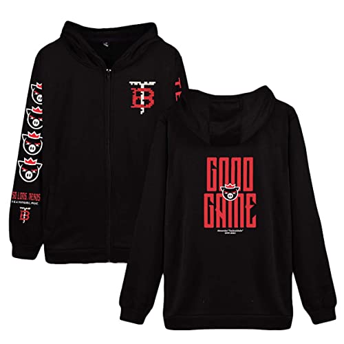 Flyself Technoblade Good Game Sweatjacke Kapuzenjacke Full Zip Sweater Langer Hoodie Kapuzenpullover Merch Dream Team SMP Pullover Casual Hooded Sweatshirt Damen/Herren von Flyself