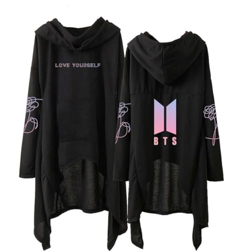 Flyself Unisex Kapuzenpullover Bangtan Boys Lässiger unregelmäßiger Saum Kleid Langarm Hoodie Sweatshirt Pullover Suga Jimin Jin Jung Jook RM J-Hope V von Flyself