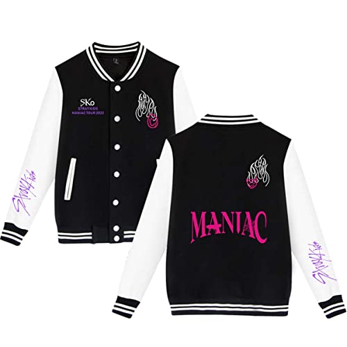 Flyself Unisex Jungen Mädchen College Jacke Sweatjacke Baseball Jacke Kpop MANIAC Varsity Kapuzenpullover Sportjacke Urban Stehkragen Streetwear von Flyself