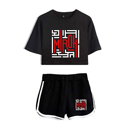 Flyself Unisex Kpop Stray Kids T-Shirts und Hosen Kurzarm T-Shirt & Kurze Hose 2 Stücke Set für Herren und Damen von Flyself