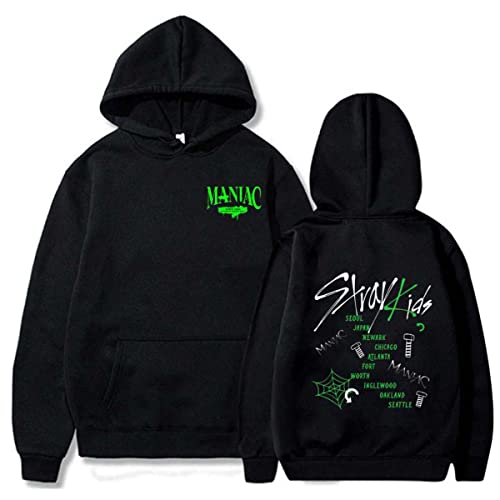 Flyself Unisex Kpop Stray Kids Title Song MANIAC Kapuzenpullover Hoodies Lange Ärmel Sweatshirts Pullover Casual Oberteile Oversized Hoodie für Herren und Damen von Flyself