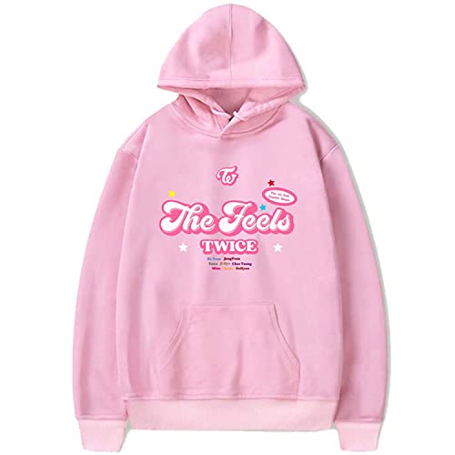 Flyself Unisex Kpop Twice Hoodie New Album The Feels Kapuzenpullover Pullover Loose Sweater Hoodies Hip Hop Mode Vintage Sweatshirt Streetwear für Männer und Frauen Teen von Flyself