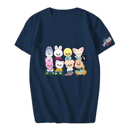 Flyself Unisex Stray Kids T-Shirts The Victory Karikatur Kurzarm T-Shirts Lose Oberteile Stilvoll Bedruckte Blusen für Männer und Frauen von Flyself