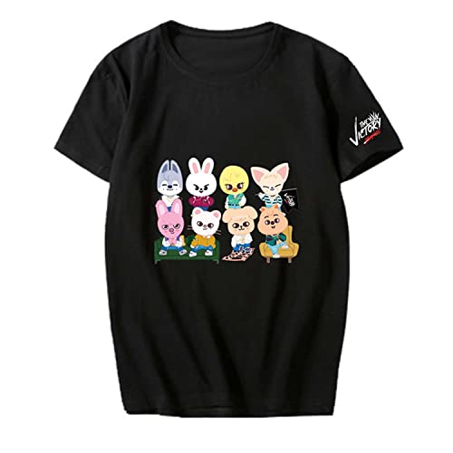 Flyself Unisex Stray Kids T-Shirts The Victory Karikatur Kurzarm T-Shirts Lose Oberteile Stilvoll Bedruckte Blusen für Männer und Frauen von Flyself