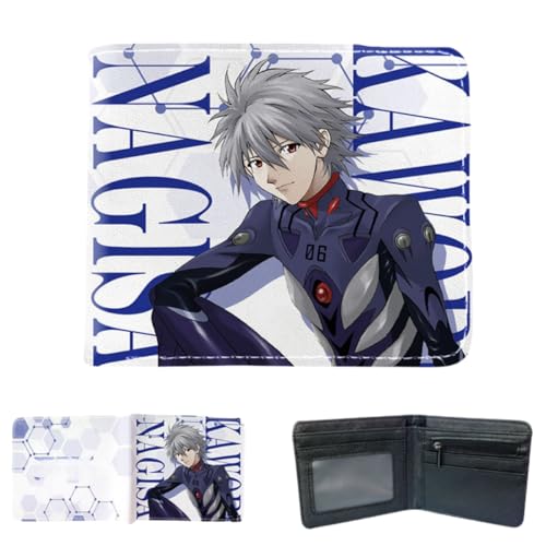 Flyshun Ayanami Rei Anime Brieftasche für Frauen Männer schlanke Leder Bifold Bi-Fold Brieftaschen, Schwarze Geldbörse, ID Kreditkarte Null Brieftasche Cosplay Zubehör (Nagisa Kaworu 2) von Flyshun