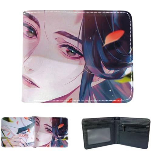 Flyshun HuaCheng Anime Brieftasche für Frauen Männer schlanke Leder Bifold Bi-Fold Brieftaschen, Schwarze Geldbörse Brieftaschen, ID Kreditkarte Null Brieftasche Cosplay Zubehör (XieLian 2) von Flyshun