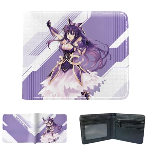 Flyshun Tokisaki Kurumi Anime Brieftasche für Frauen Männer schlanke Leder Bifold Bi-Fold Brieftaschen, Schwarze Geldbörse, ID Kreditkarte Null Brieftasche Cosplay Zubehör (Yatogami Tohka 2) von Flyshun