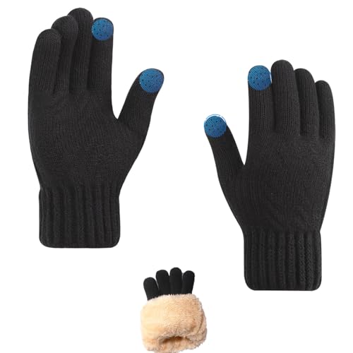 Handschuhe Herren, Damen Winterhandschuhe mit Fleecefutter, Touchscreen Warme Gedehnt Dicke Strickhandschuhe Wollhandschuhe Thermohandschuhe Outdoor Winter Geschenke von Flysluo
