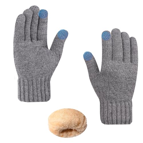 Handschuhe Herren, Damen Winterhandschuhe mit Fleecefutter, Touchscreen Warme Gedehnt Dicke Strickhandschuhe Wollhandschuhe Thermohandschuhe Outdoor Winter Geschenke von Flysluo