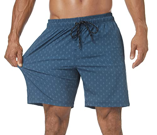 Flytop Herren Badehose Quick Dry Boardshorts mit Reißverschlusstaschen, Badeanzug, Anchor Dark Green, L von Flytop