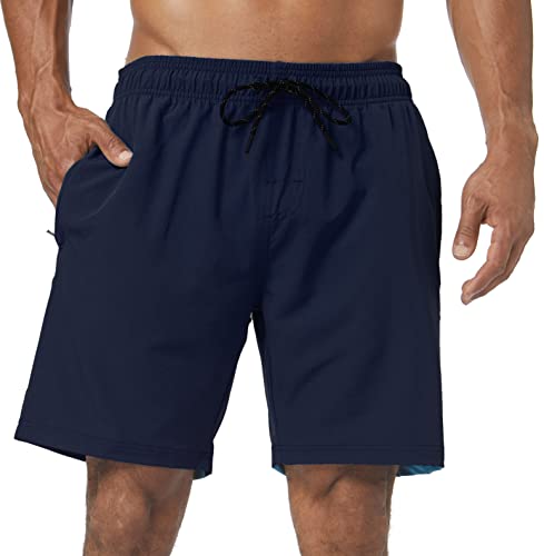 Flytop Mens Swim Trunks Quick Dry Board Shorts with Zipper Pockets Bathing Suit (A01-Navy, X-Large, x_l) von Flytop