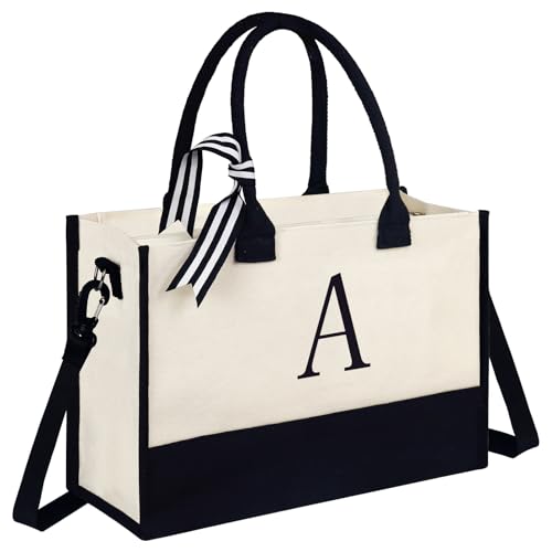 Fmeida Canvas Tote Bag Damen Strandtasche XXL Familien Beach Bag mit Reißverschluss Schultertasche Einkaufstasche Tragetasche Personalisierte Geschenke für Frauen Braut von Fmeida