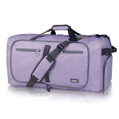 Fmeida Reisetasche Damen Reisentaschen Sporttasche Groß XXL Faltbar Weekender Herren Reise Tasche Saunatasche Kliniktasche Geburt Krankenhaustasche Duffle Bag Lila von Fmeida