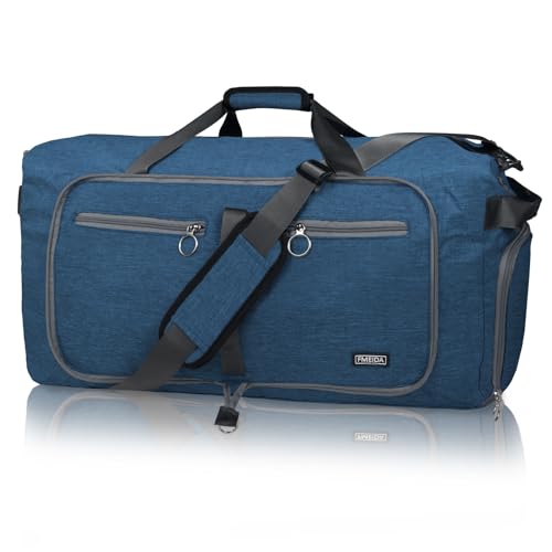 Fmeida Reisetasche XXL Reisentaschen Herren Sporttasche mit Schuhfach Faltbar Weekender Saunatasche Damen Groß Krankenhaustasche Kliniktasche Geburt Krankenhaustasche Duffle Bag Navy von Fmeida
