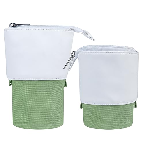 Fmeida Federmäppchen Federmappe Mädchen Mäppchen Teenager Federtasche Junge Schulmäppchen Federschachtel Schlampermäppchen 2 in 1 Vom Stifteetui zum Stifte-Köcher Mäppchen Schule Grün von Fmeida